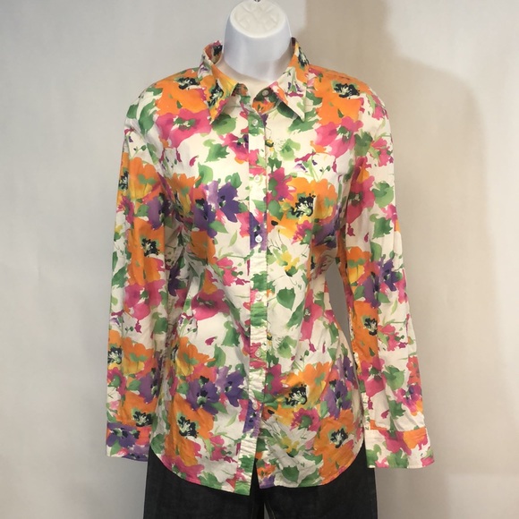 Chaps Floral Button Down Shirt - Picture 2 of 6